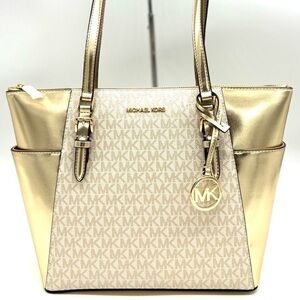 Michael Kors Large Charlotte TZ Tote Bag Pale Gold